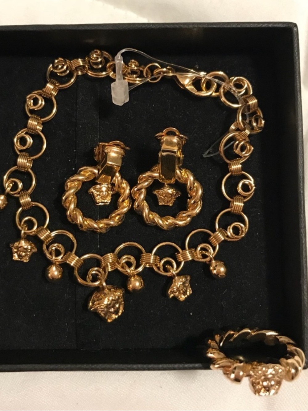 Versace Gold Chain Bracelet with Medusa Charms
